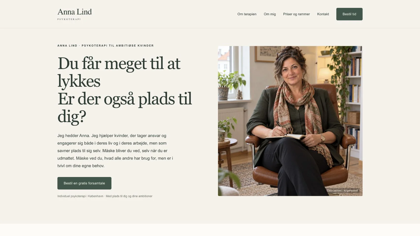 Annas hjemmeside · Fiktiv demopraksis