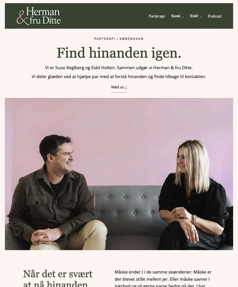 Herman & fru Dittes hjemmeside med Sussi Keglberg og Eskil Holten i sofaen